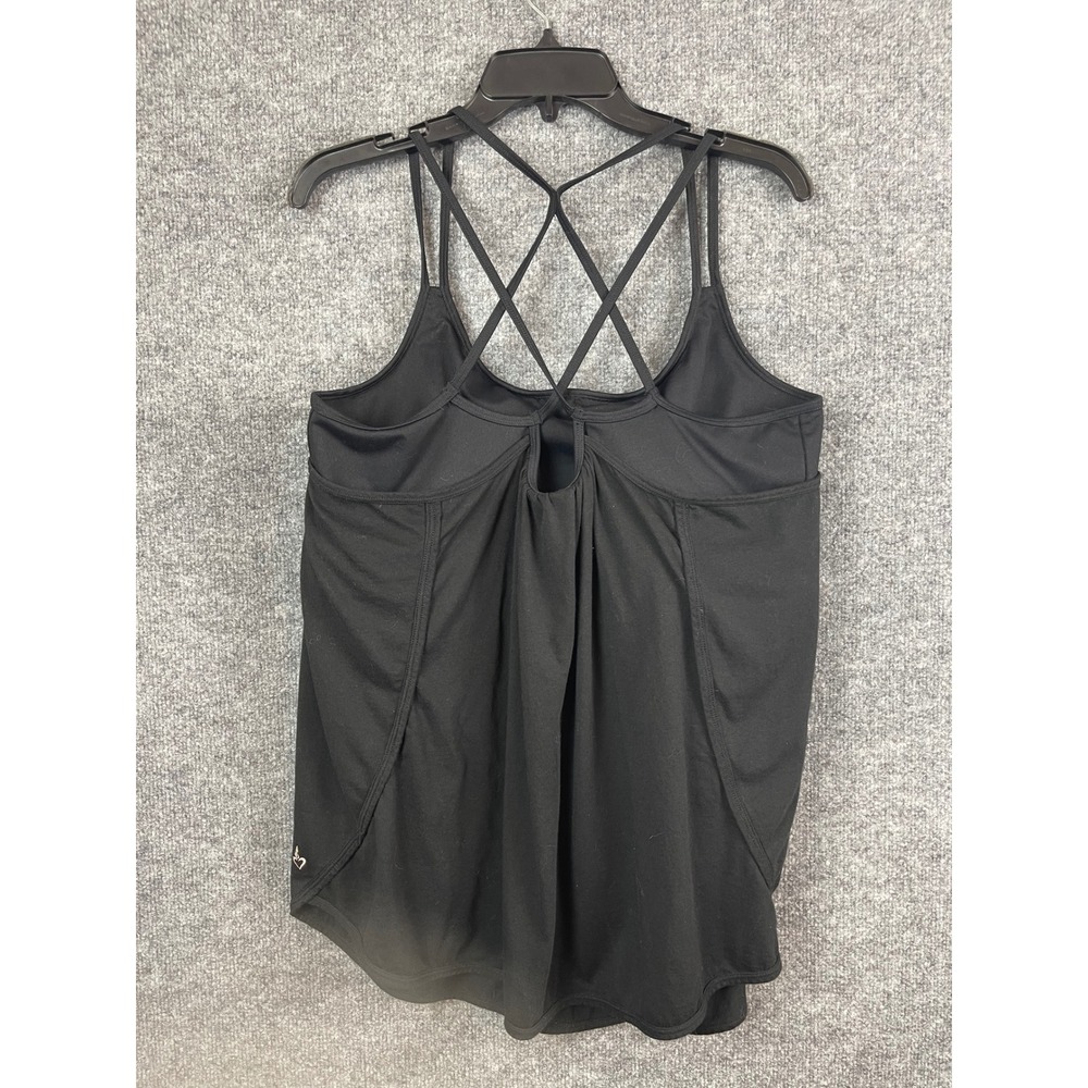 Torrid Active Tank Top Womens 2 Black Excellent Strappy Lattice Back Pleated - Picture 6 of 8